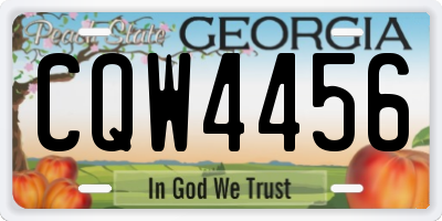 GA license plate CQW4456