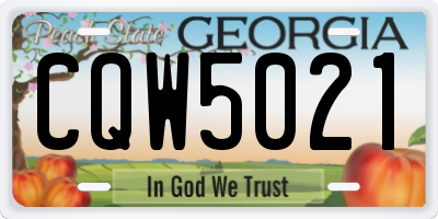 GA license plate CQW5021