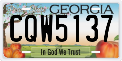 GA license plate CQW5137