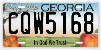 GA license plate CQW5168