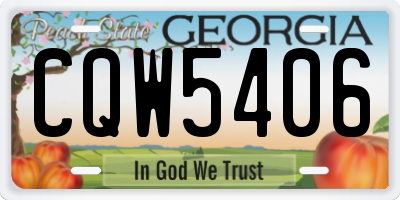 GA license plate CQW5406