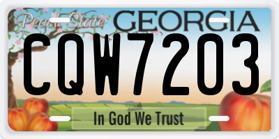 GA license plate CQW7203