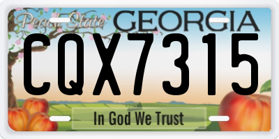 GA license plate CQX7315