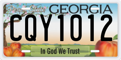 GA license plate CQY1012