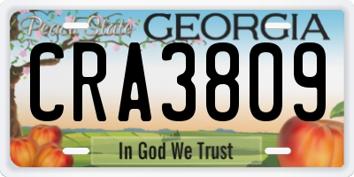 GA license plate CRA3809