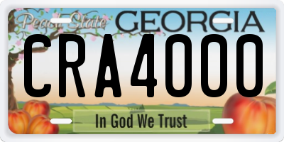 GA license plate CRA4000