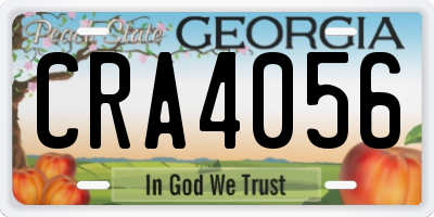 GA license plate CRA4056