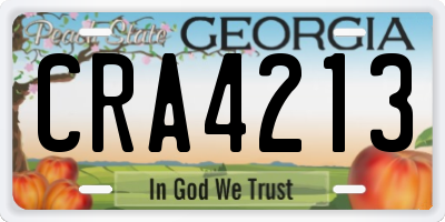 GA license plate CRA4213