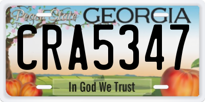 GA license plate CRA5347
