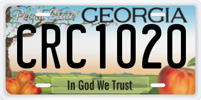 GA license plate CRC1020