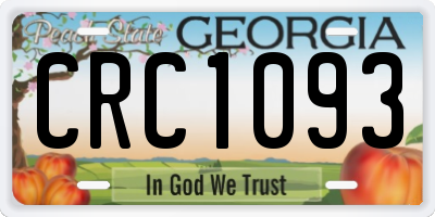 GA license plate CRC1093