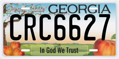 GA license plate CRC6627