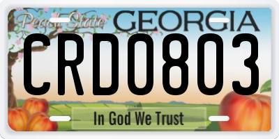 GA license plate CRD0803