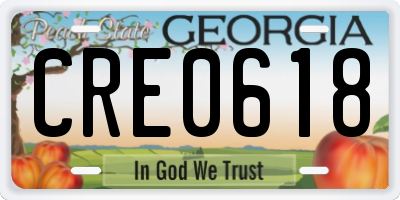 GA license plate CRE0618