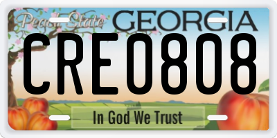 GA license plate CRE0808