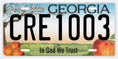 GA license plate CRE1003