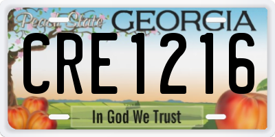 GA license plate CRE1216