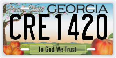GA license plate CRE1420