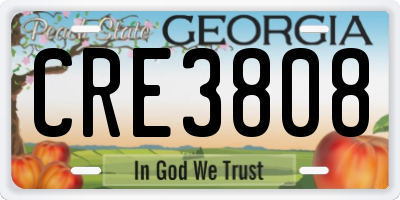 GA license plate CRE3808