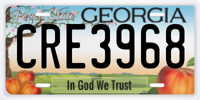 GA license plate CRE3968