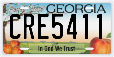 GA license plate CRE5411