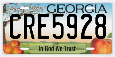 GA license plate CRE5928