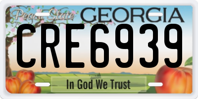 GA license plate CRE6939