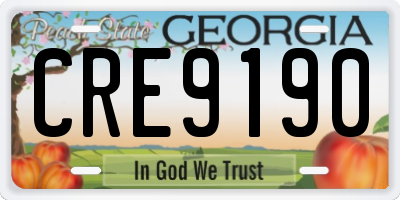 GA license plate CRE9190