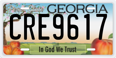 GA license plate CRE9617