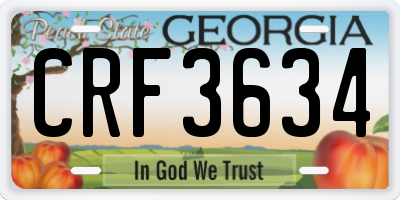 GA license plate CRF3634