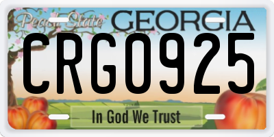 GA license plate CRG0925