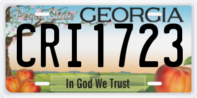 GA license plate CRI1723