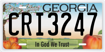 GA license plate CRI3247