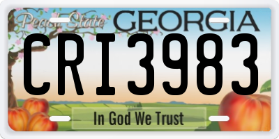 GA license plate CRI3983