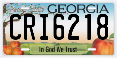 GA license plate CRI6218