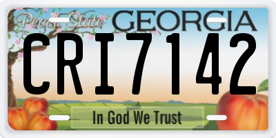 GA license plate CRI7142