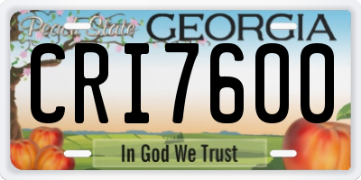GA license plate CRI7600
