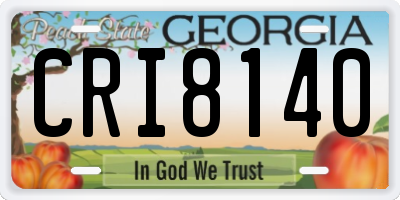 GA license plate CRI8140
