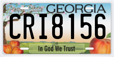 GA license plate CRI8156