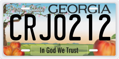 GA license plate CRJ0212