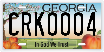 GA license plate CRK0004