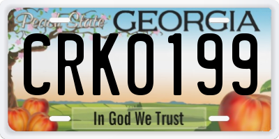 GA license plate CRK0199