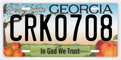 GA license plate CRK0708