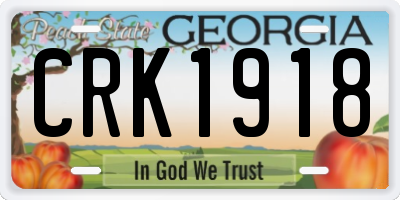 GA license plate CRK1918