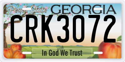 GA license plate CRK3072