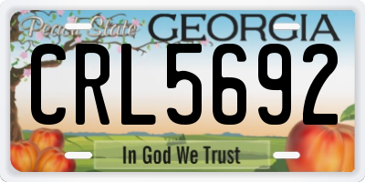 GA license plate CRL5692
