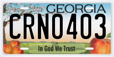 GA license plate CRN0403