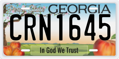 GA license plate CRN1645