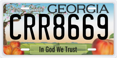 GA license plate CRR8669