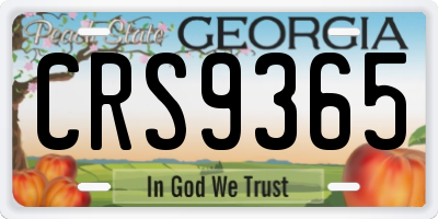 GA license plate CRS9365
